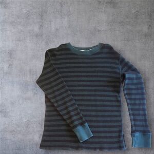 ATHLETIC Boy's Striped Crewneck Sweater in Blue and Gray